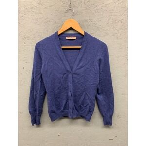 Brunella Gori Women's Cardigan Medium Blue Button‎ Front Wool Cashmere Italy